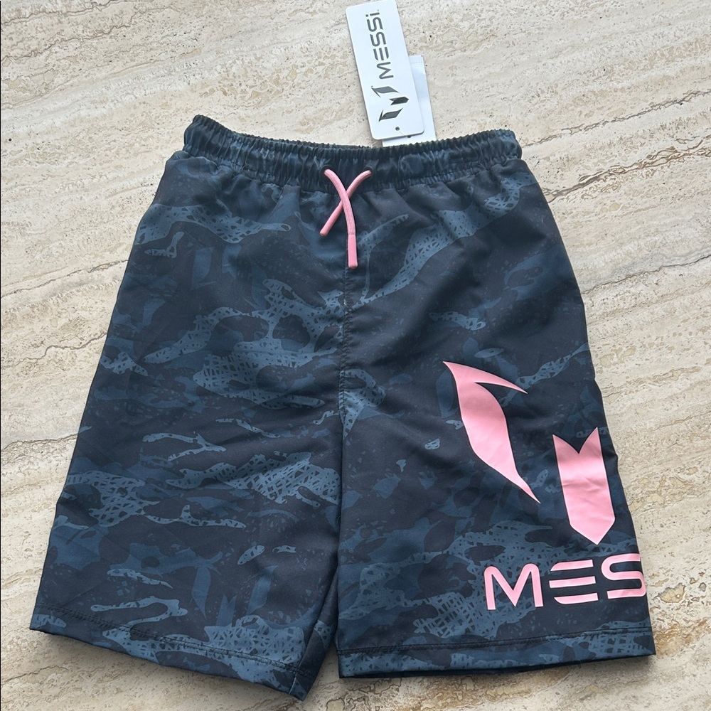 NEW 🆕 Messi Black and Pink Swim Shorts Trunks 4/5 years